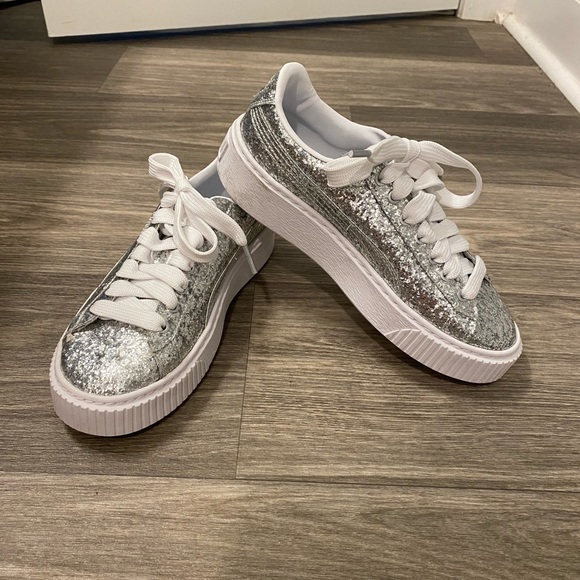Puma | Shoes | Puma Basket Glitter Platform Sneaker | Poshmark